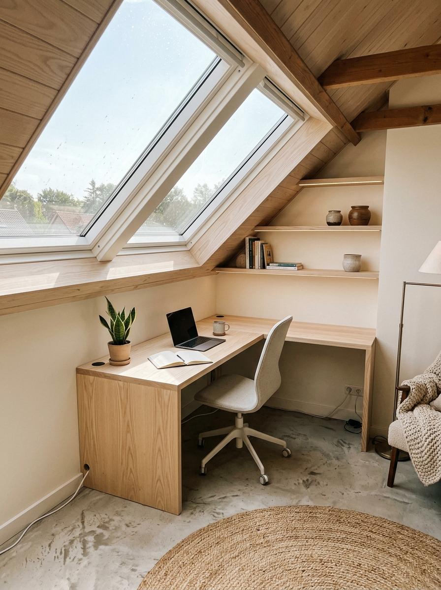 Discover This Light Filled Attic Turned Cozy Japandi Office