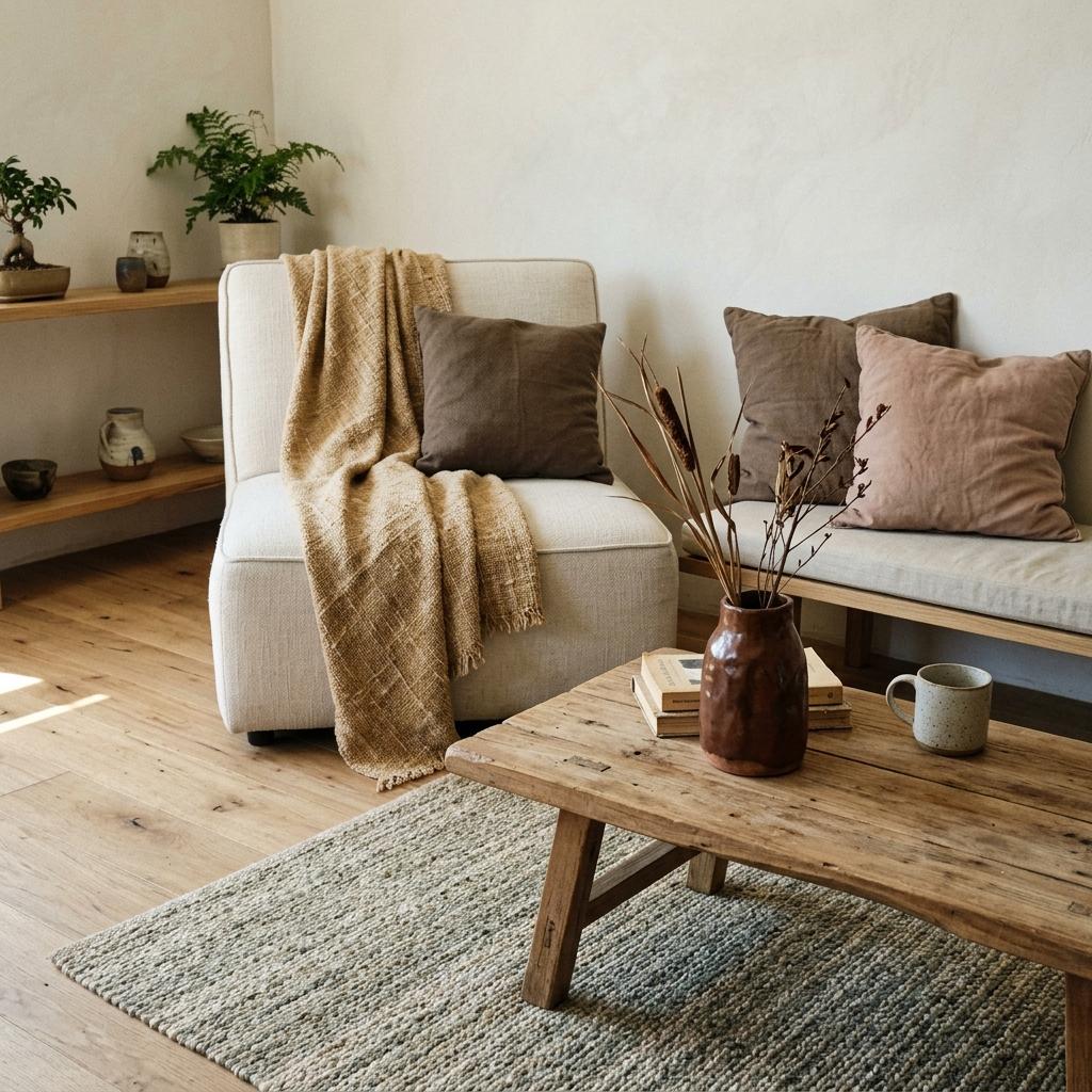 Earth Tones And Recycled Fabrics In Japandi Design