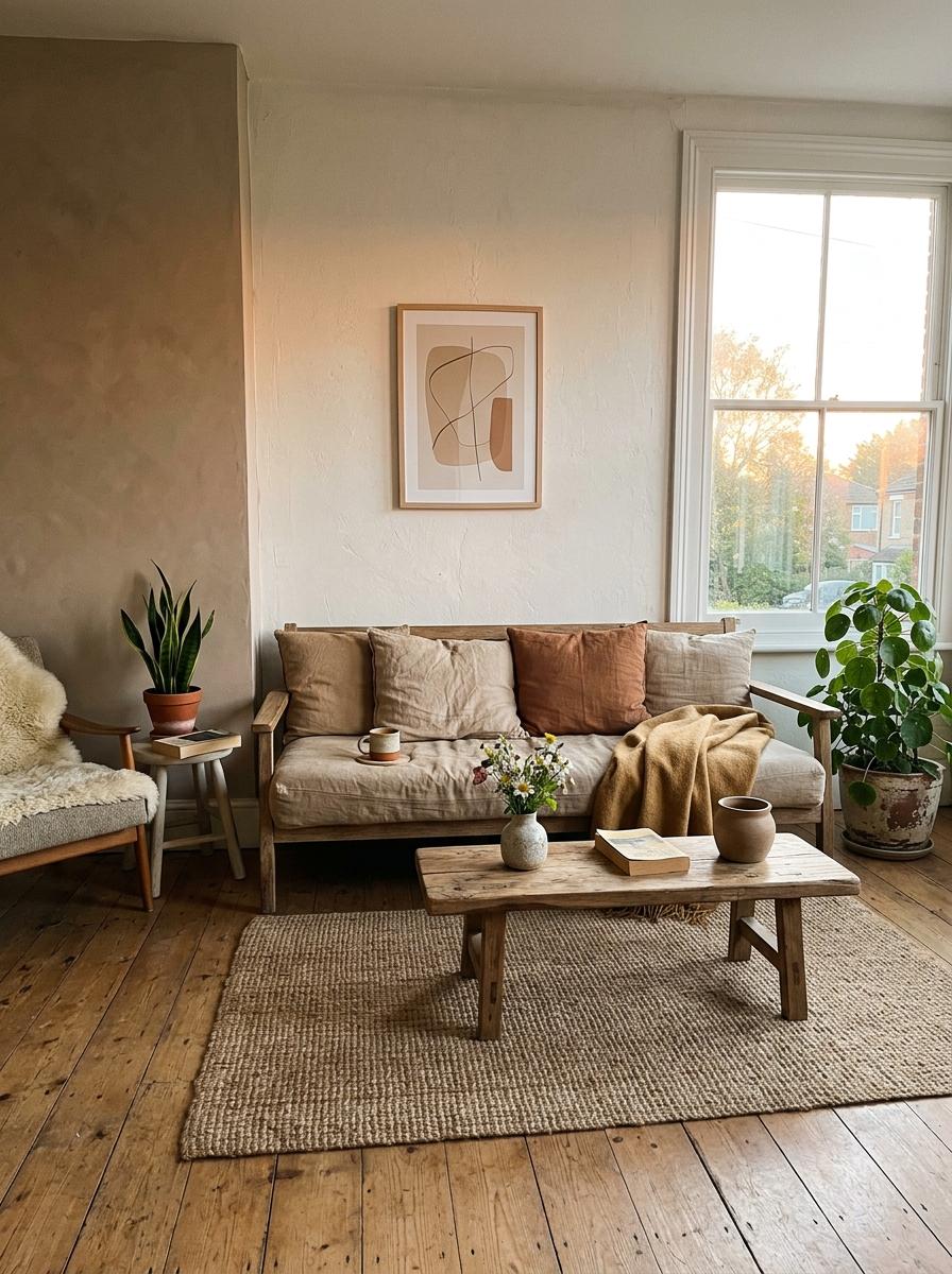 Earthy Hues Defining A Relaxed Japandi Living Room Home