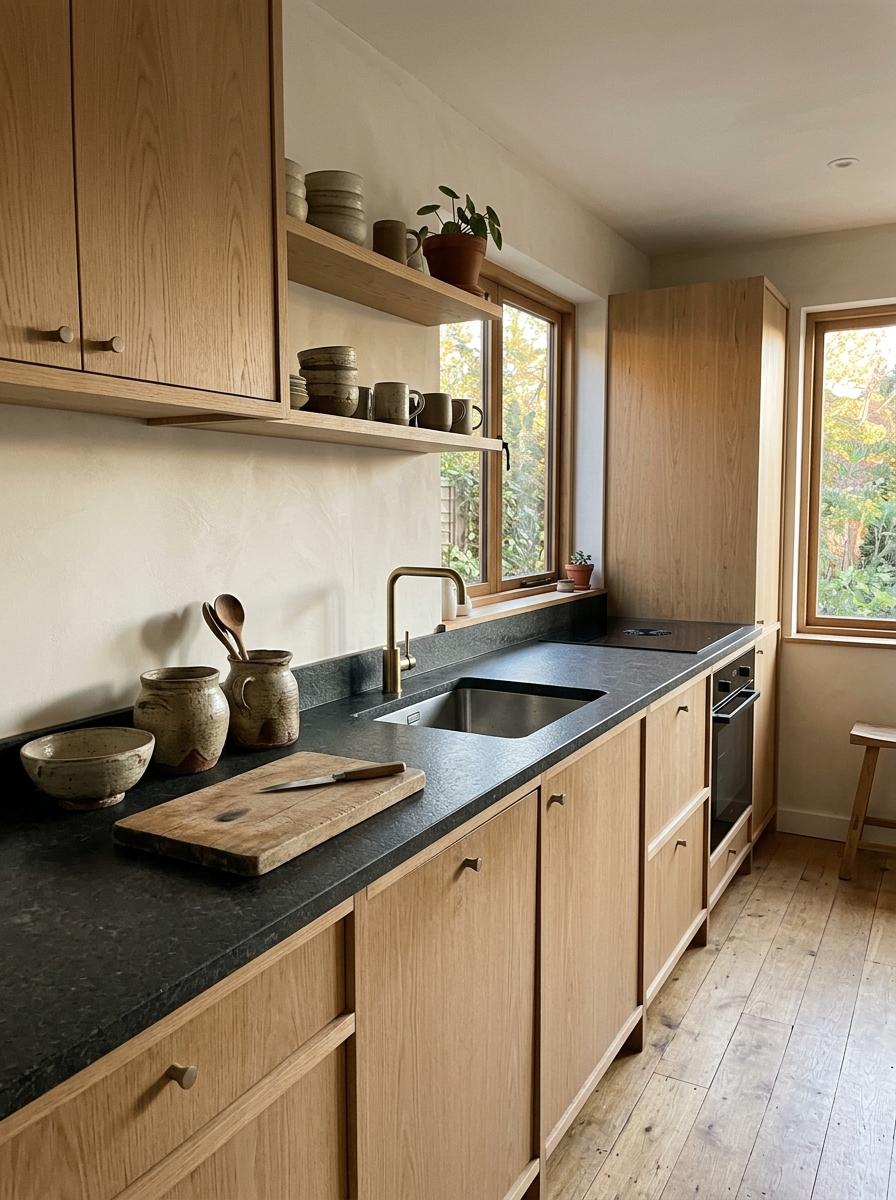 Earthy Hues Meet Utility In A Neutral Japandi Kitchen