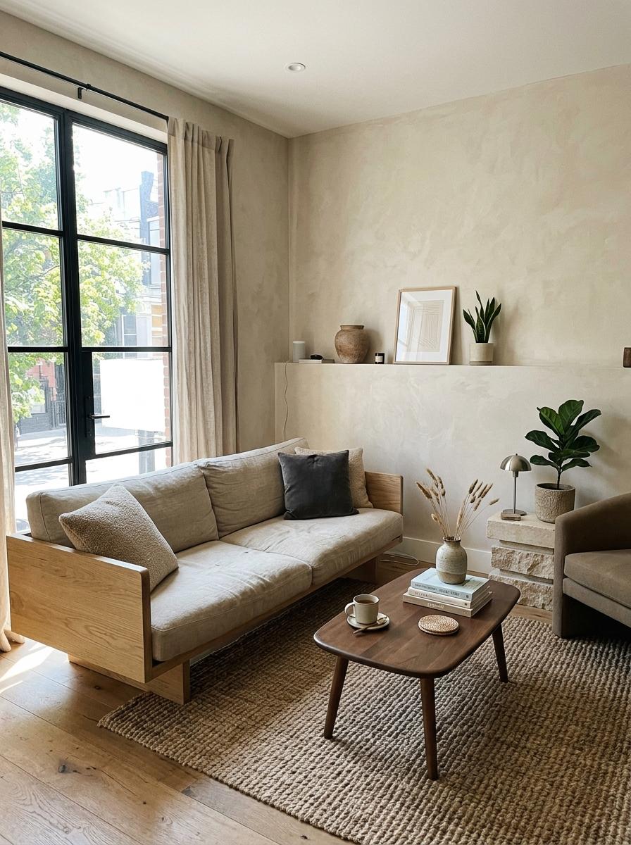 Earthy Neutrals Meet Modern Japandi Living Room Design