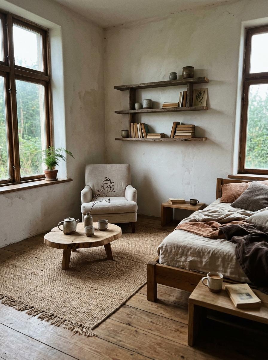 Earthy Palette: A Dated Japandi Room Turned Oasis