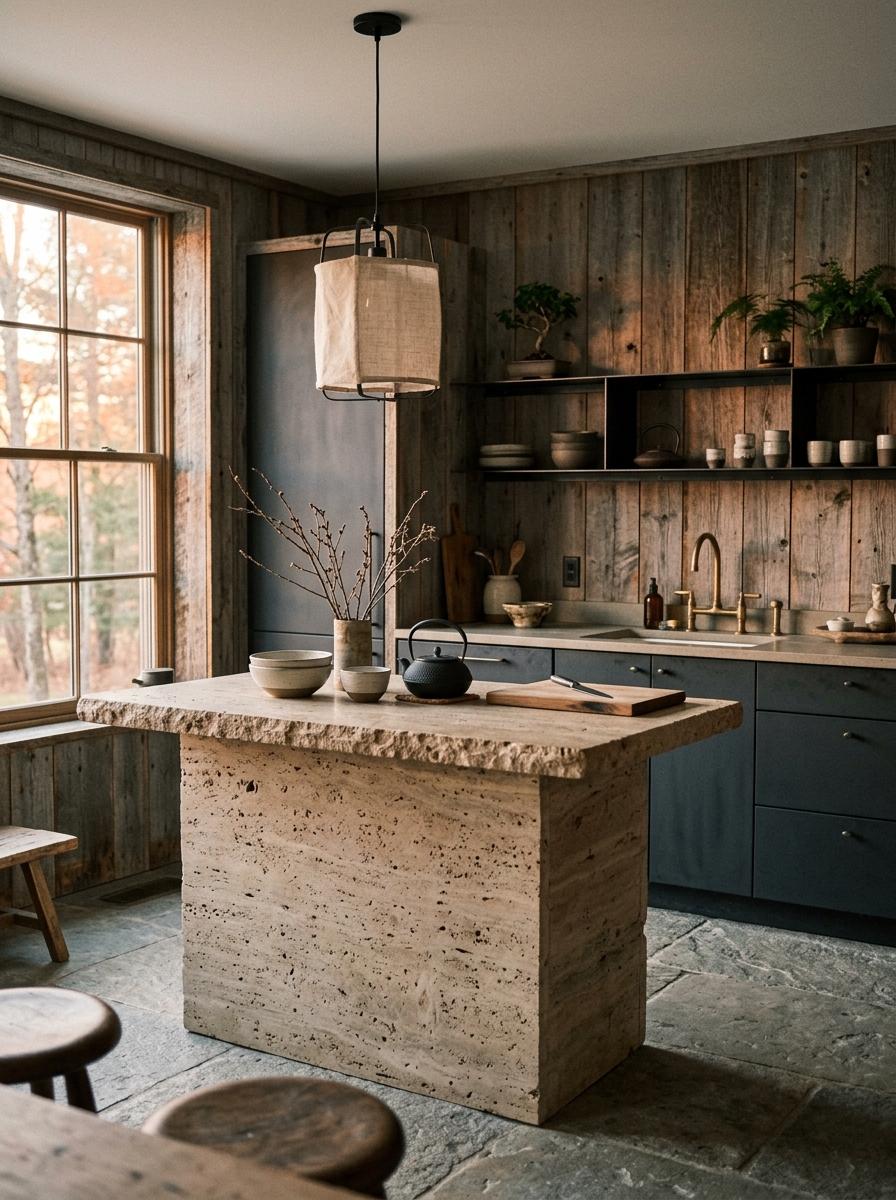 Earthy Palettes Define This Unique Rustic Japandi Kitchen
