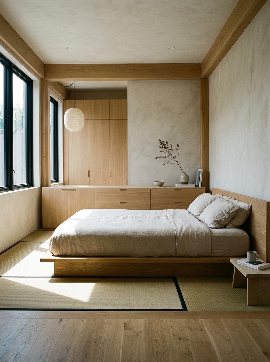 Elegant And Practical Japandi Bedroom Layout Concepts