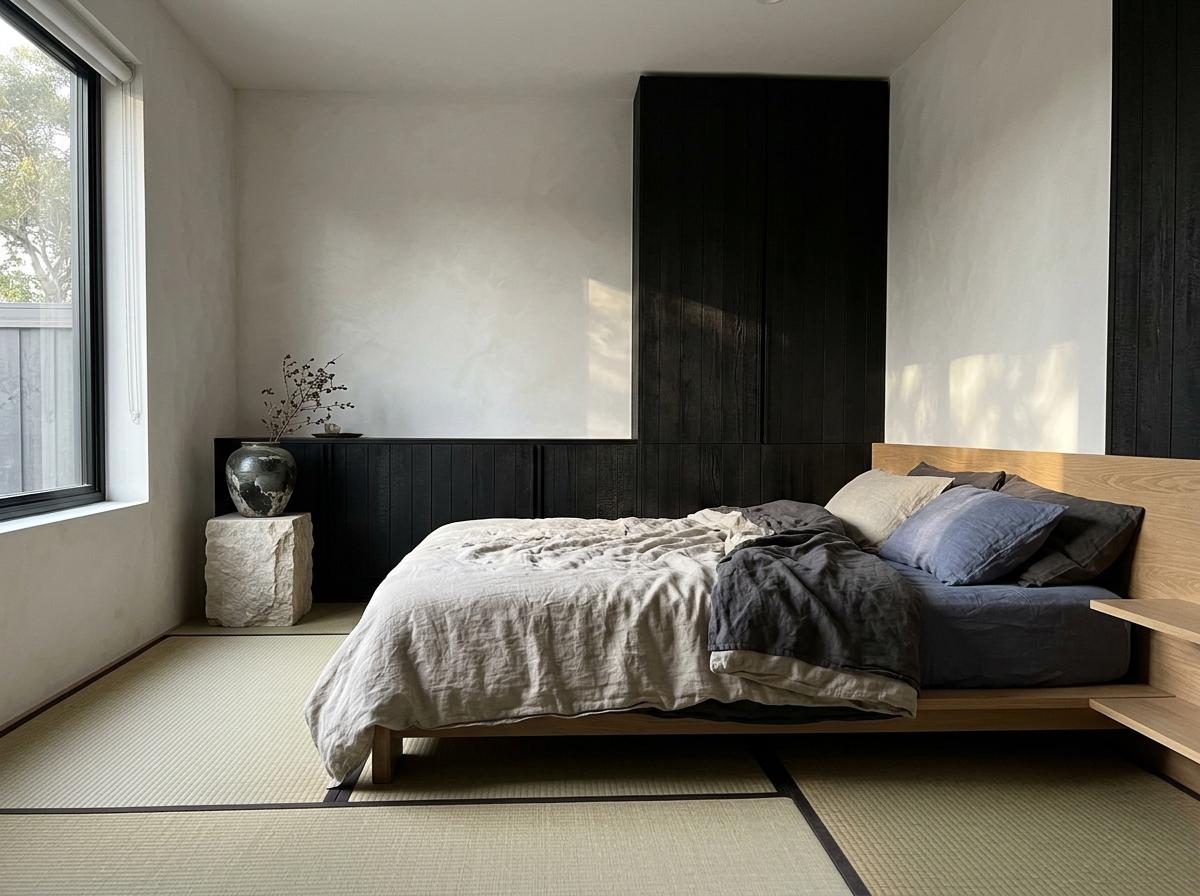 Elegant Japandi Bedroom With Subtle Decor
