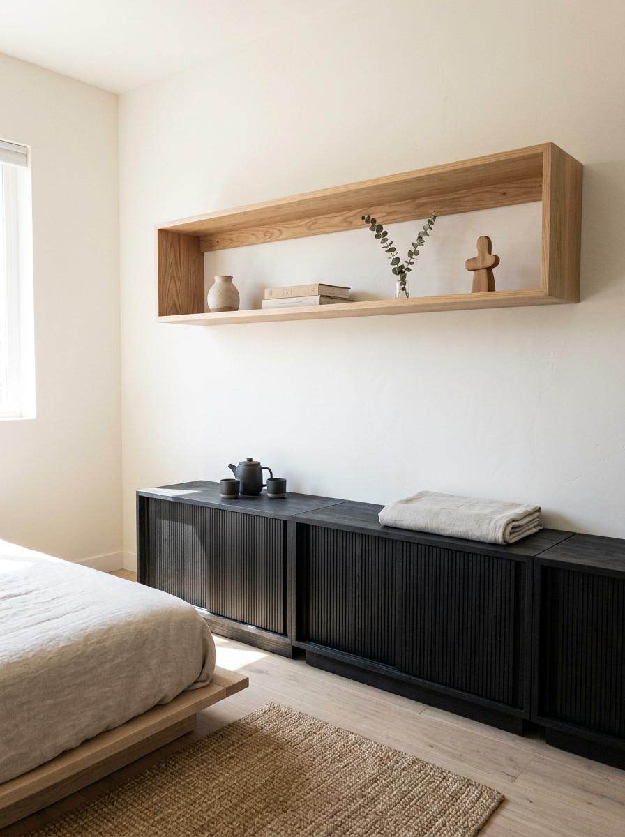 Elegant Japandi Shelving Ideas For A Clutter Less Bedroom