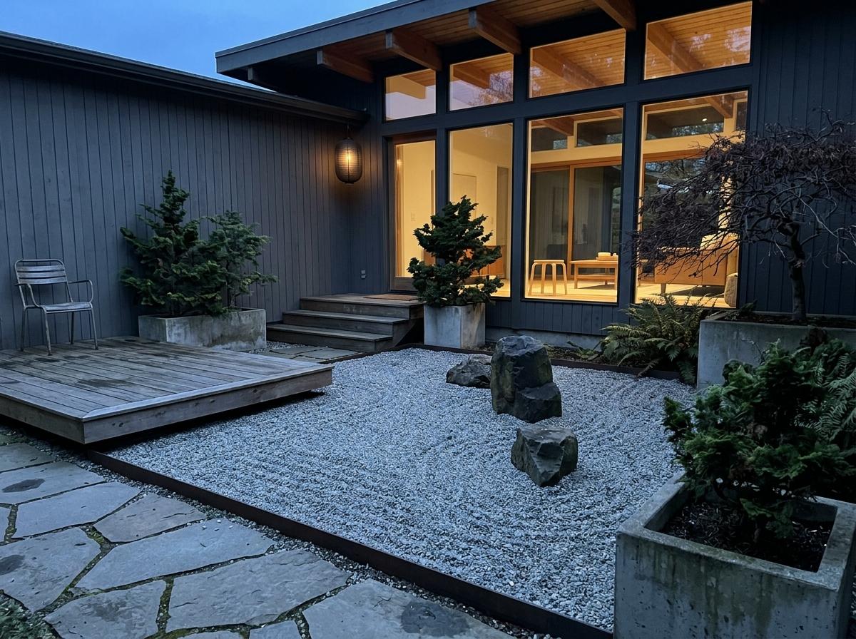 Elegant Outdoor Spaces Featuring Japandi Gravel Garden Layouts