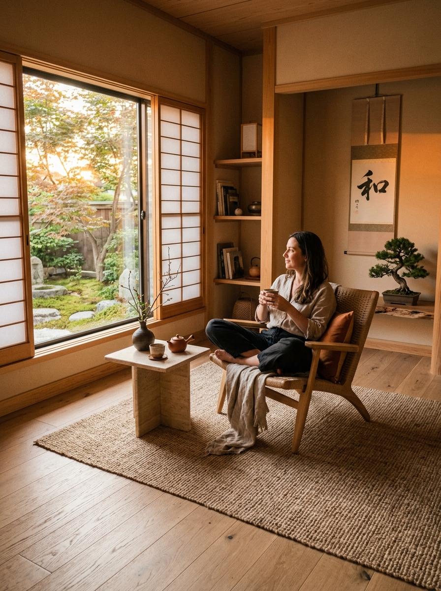 Elegant Relaxation In A Zen Japandi Living Room