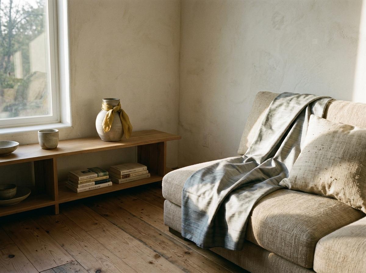 Elegant Silk Accents Within Minimalist Japandi Texture Palettes