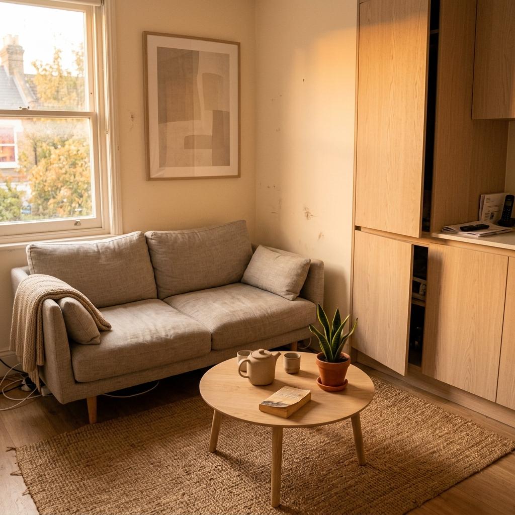 Elegant Simplicity Inside A Comfortable Small Japandi Living Room