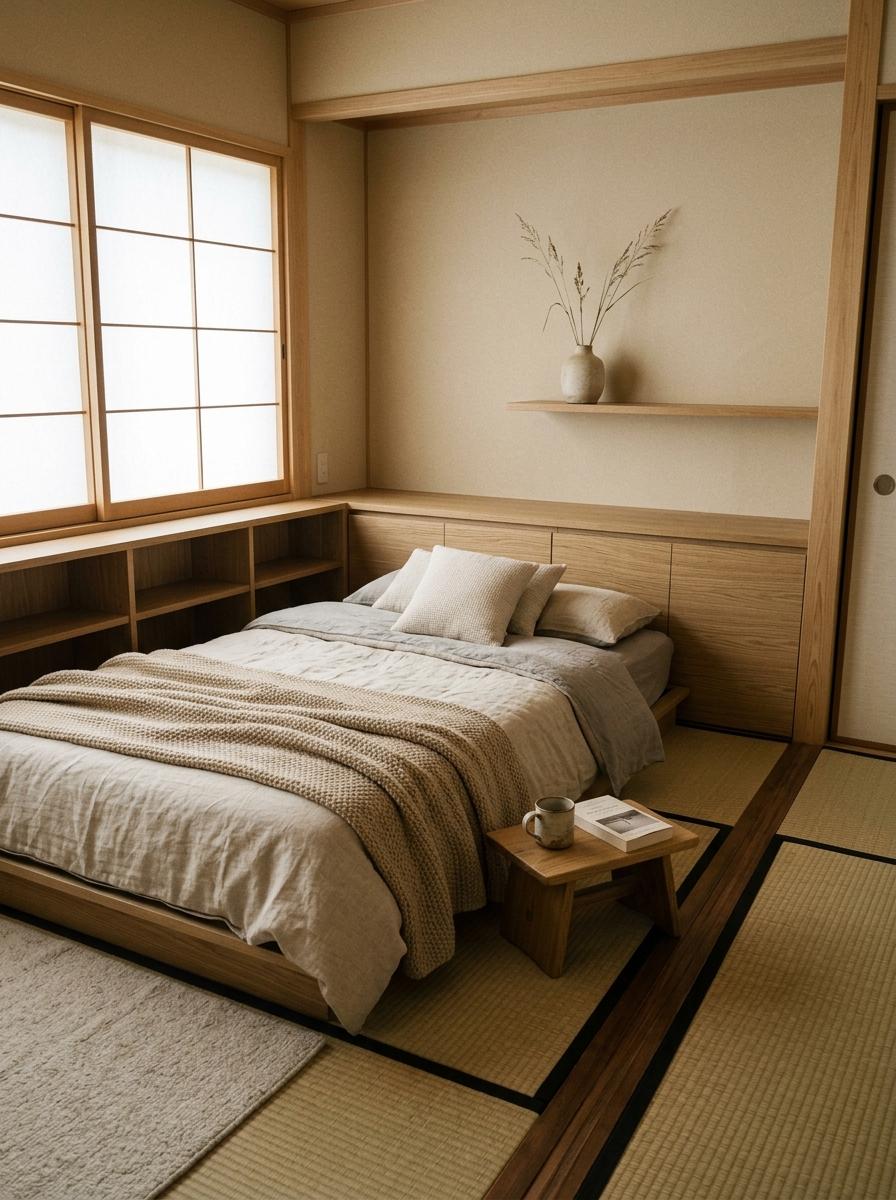 Elegant Simplicity Meets Comfort In This Japandi Guest Room