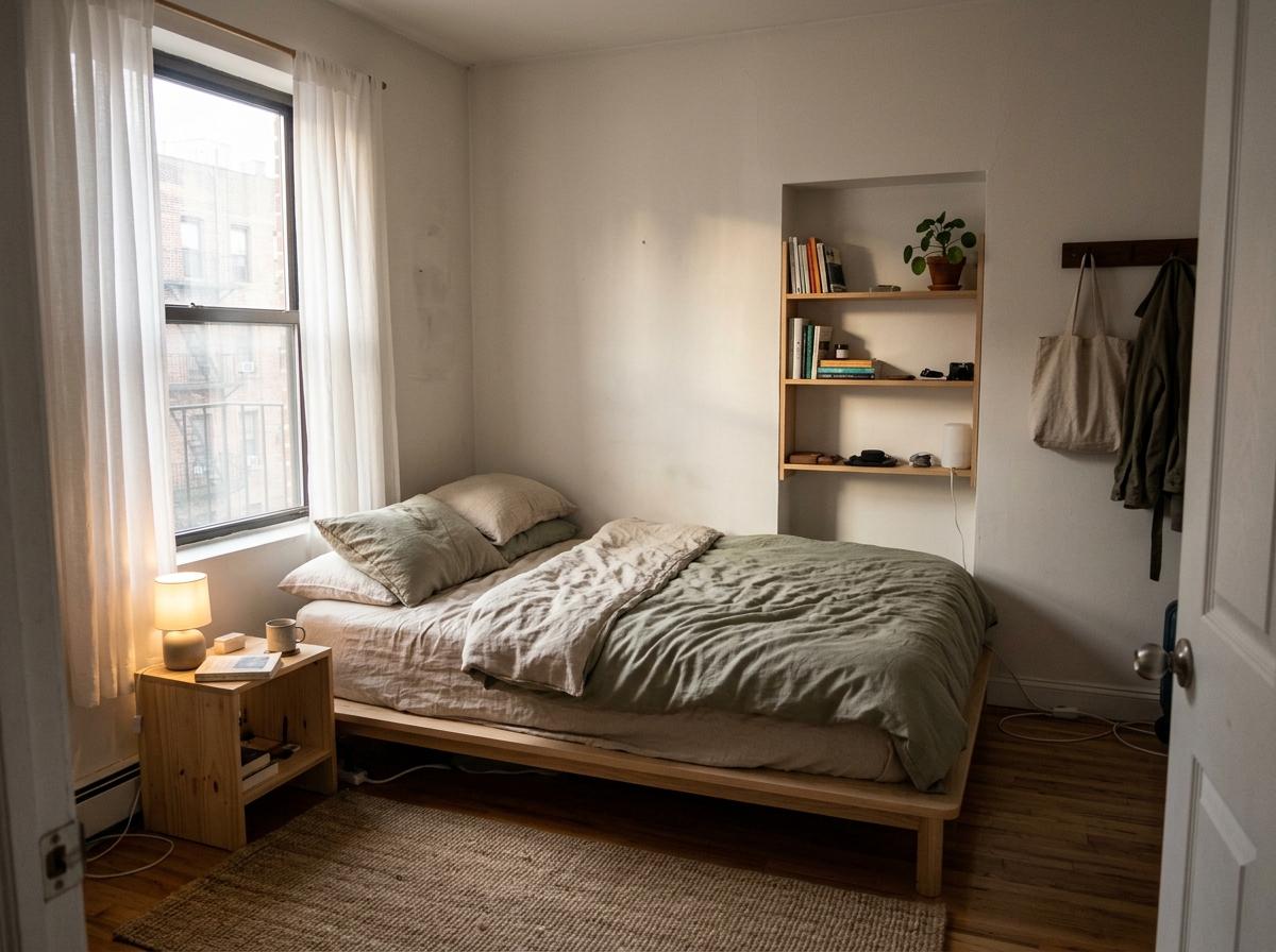 Elegant Simplicity Within A Small Modern Japandi Bedroom Space