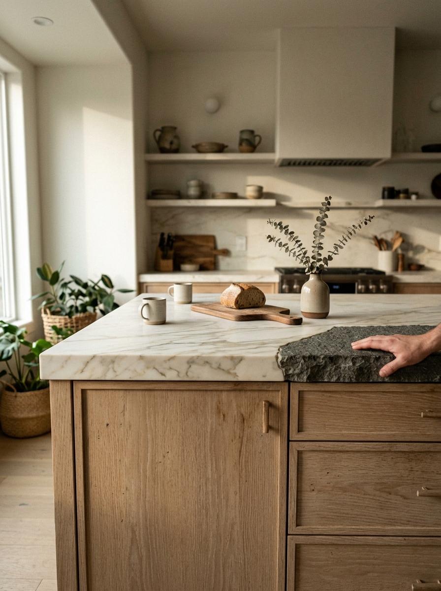 Elegant Stone Surfaces For Your Organic Japandi Kitchen