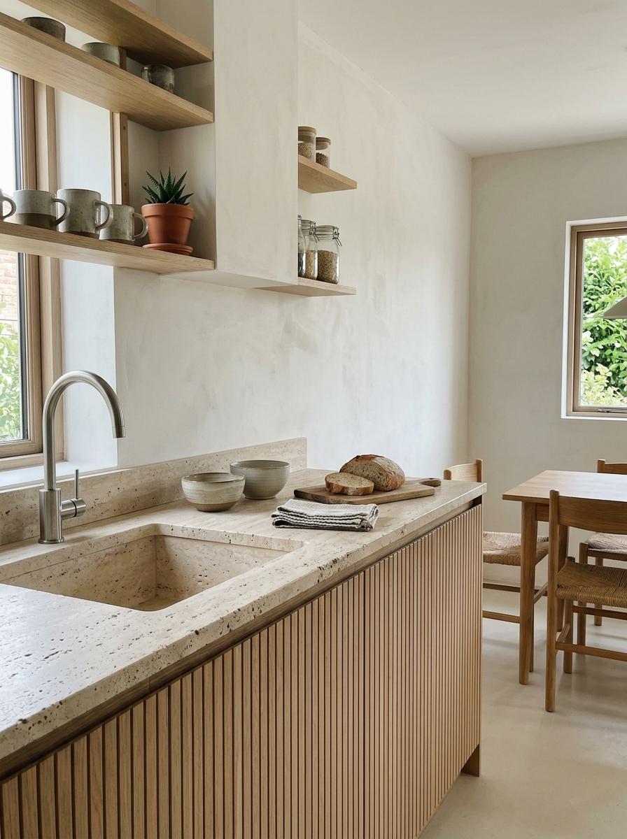Elegant Textures Define This Neutral Japandi Kitchen