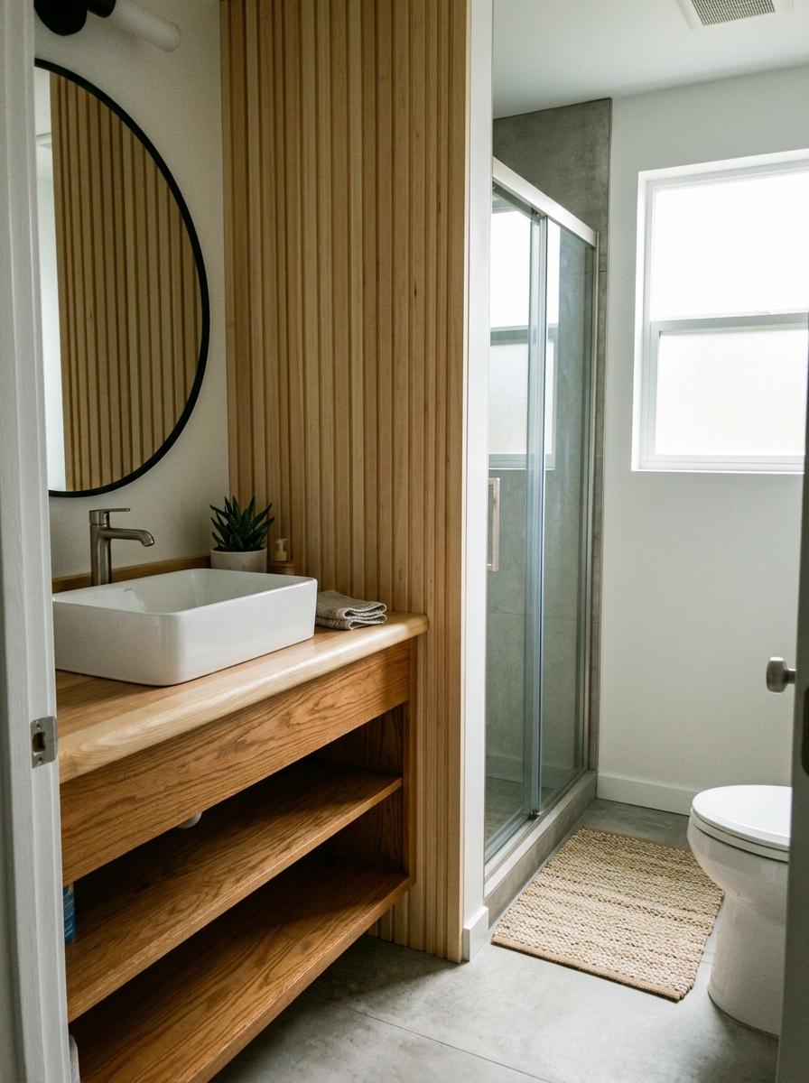 Elevate Daily Routines With Japandi Bathroom Wood Accents
