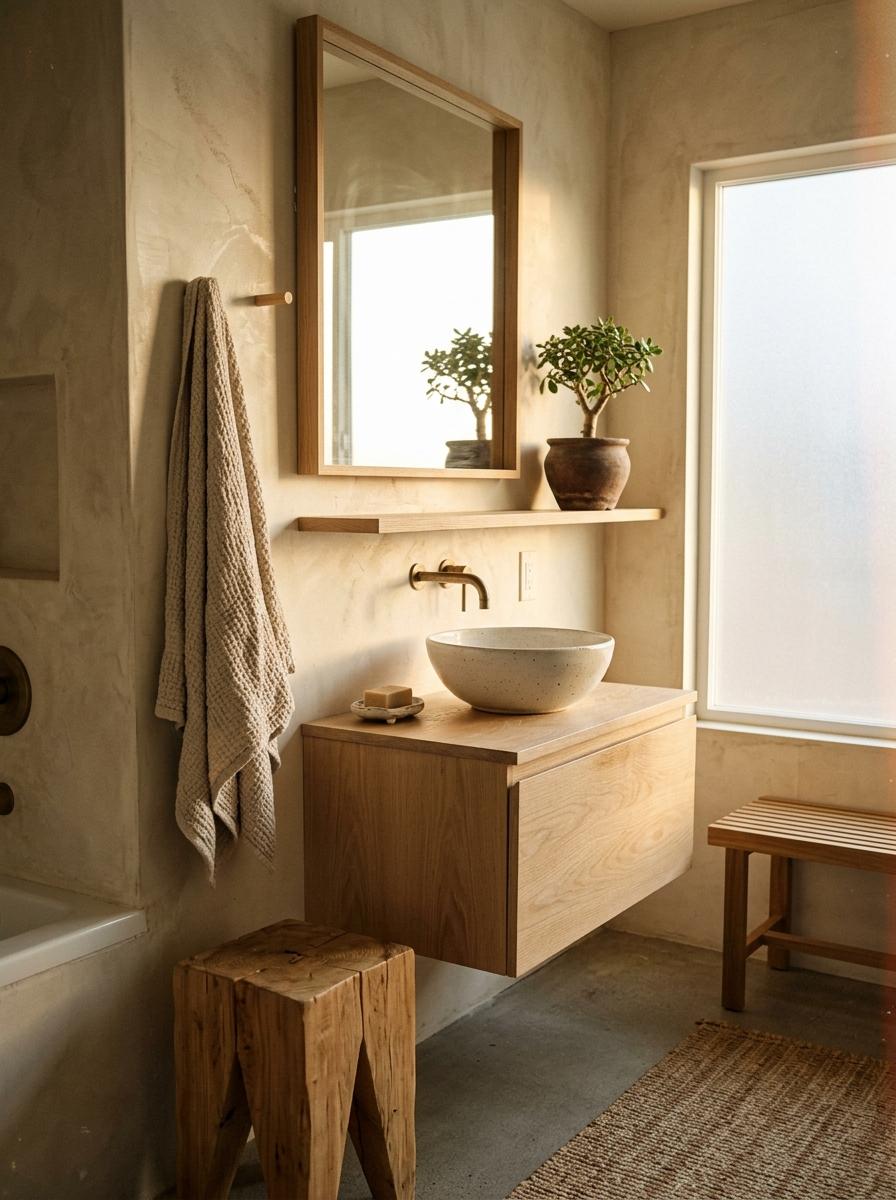 Elevate Your Home With Textured Japandi Bathroom Elements