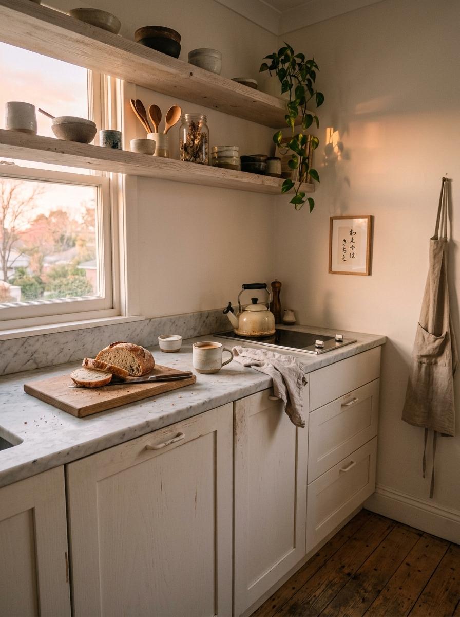 Embrace A Modern Cooking Area With White Japandi Design Influences