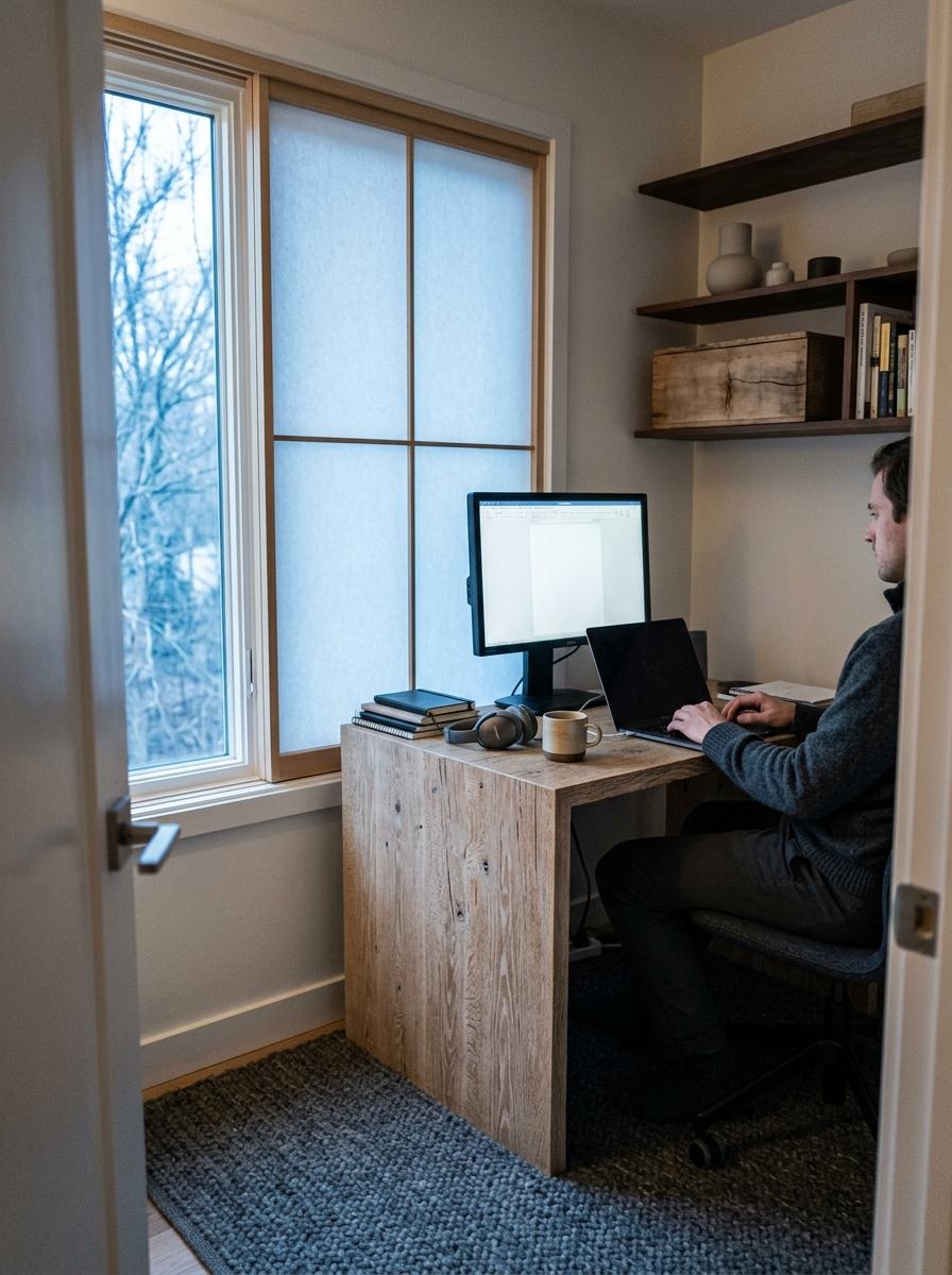 Embrace A Productive Small Japandi Office Atmosphere