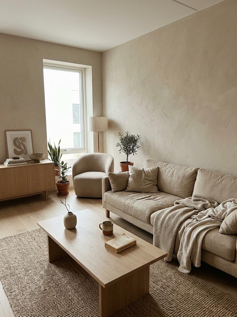 Embrace Soft Minimalism In A Neutral Japandi Living Room