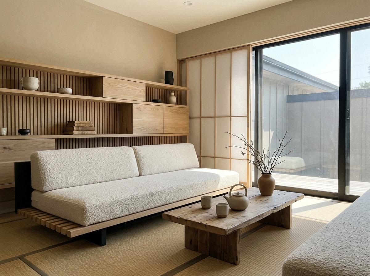 Embrace The Minimalist Charm Of An Organic Japandi Living Room