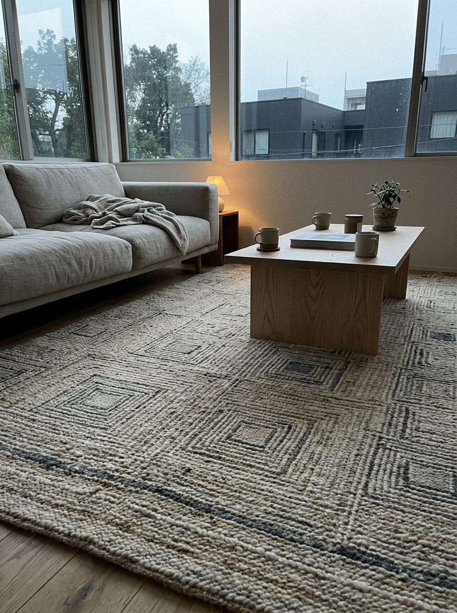 Enhance Your Home With A Handwoven Japandi Living Room Rug