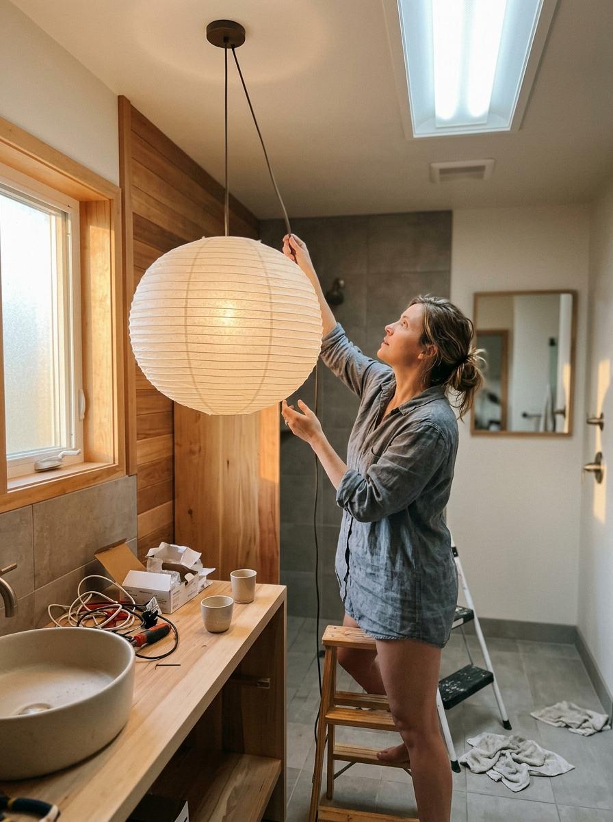 Enhancing A Master Ensuite With Japandi Bathroom Lighting