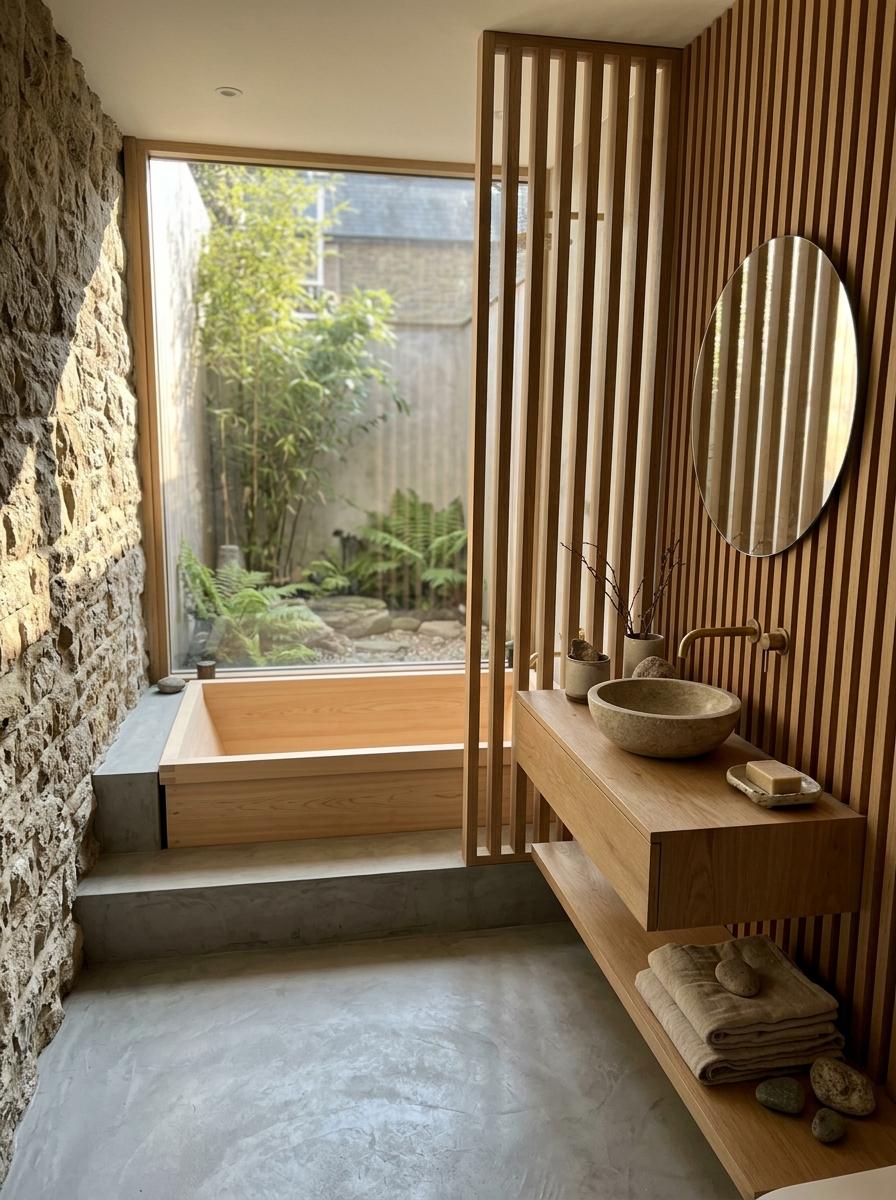 Experience Balance In A Nature Inspired Japandi Bathroom
