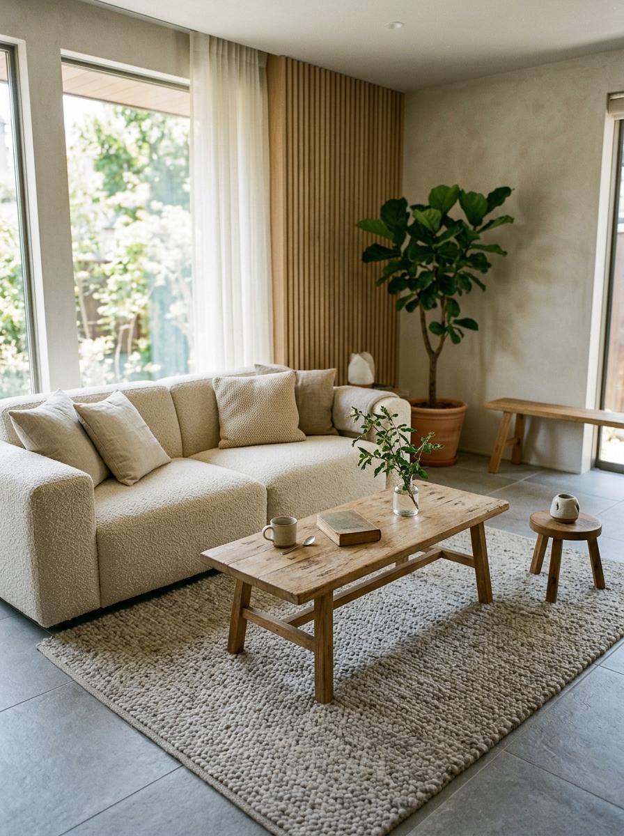 Experience Practical Comfort In This Natural Japandi Living Room