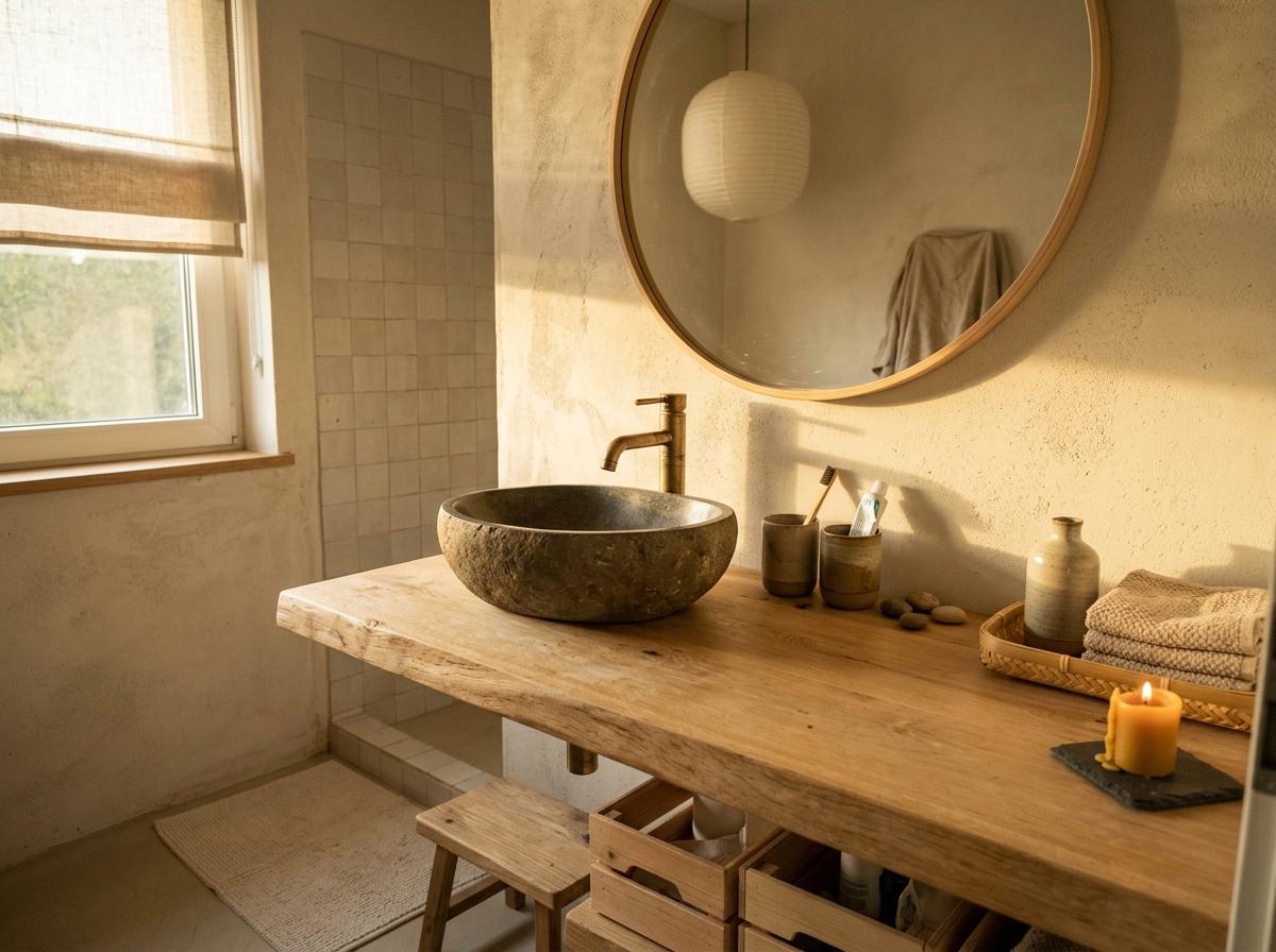Experience The Warmth Of Functional Japandi Bathroom Decor