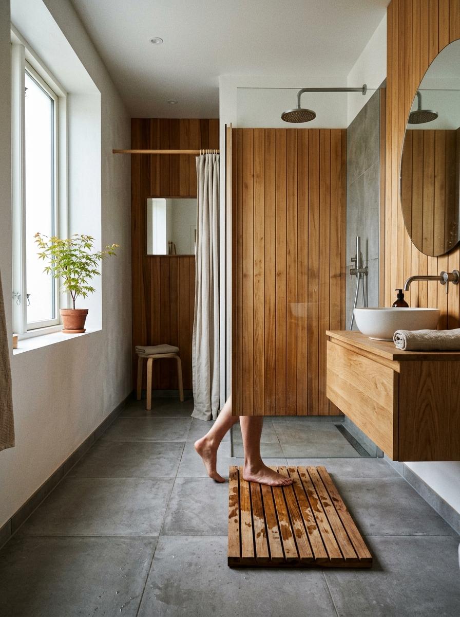 Experience The Warmth Of Japandi Bathroom Wood Accents
