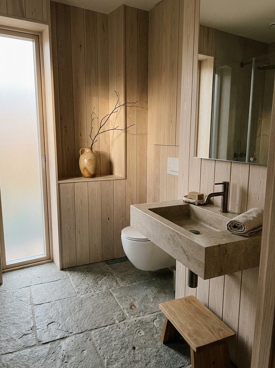 Experience Total Stillness In A Japandi Guest Bathroom