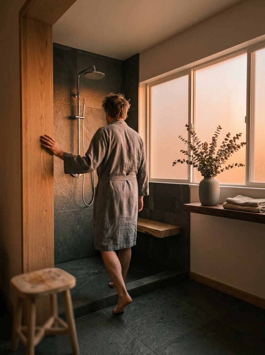 Experience True Tranquility In This Japandi Bathroom Shower