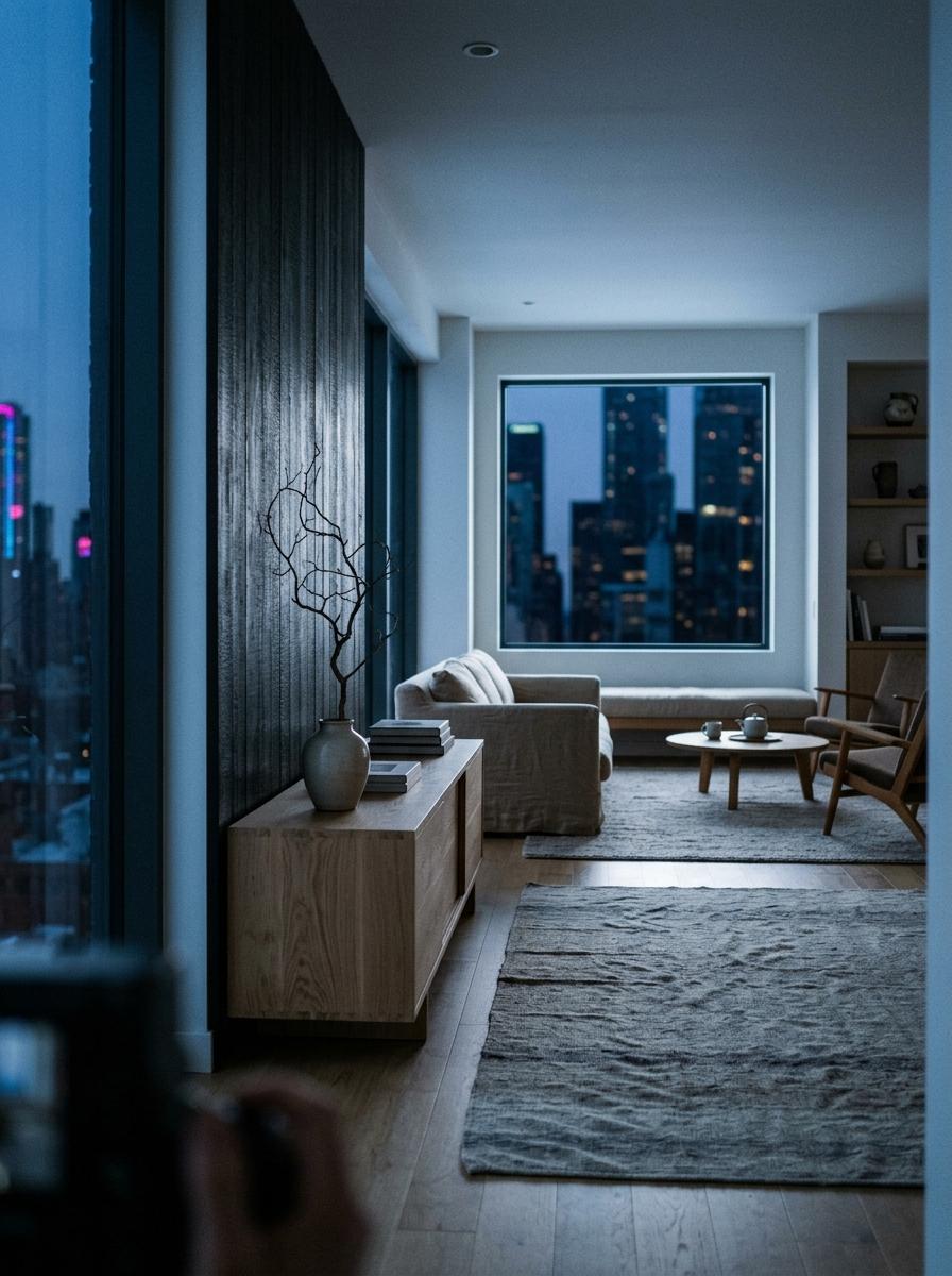 Explore A Sophisticated Home With Japandi Living Room Decor