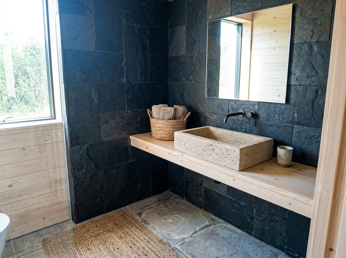 Explore Organic Textures In Minimalist Japandi Bathroom Spaces