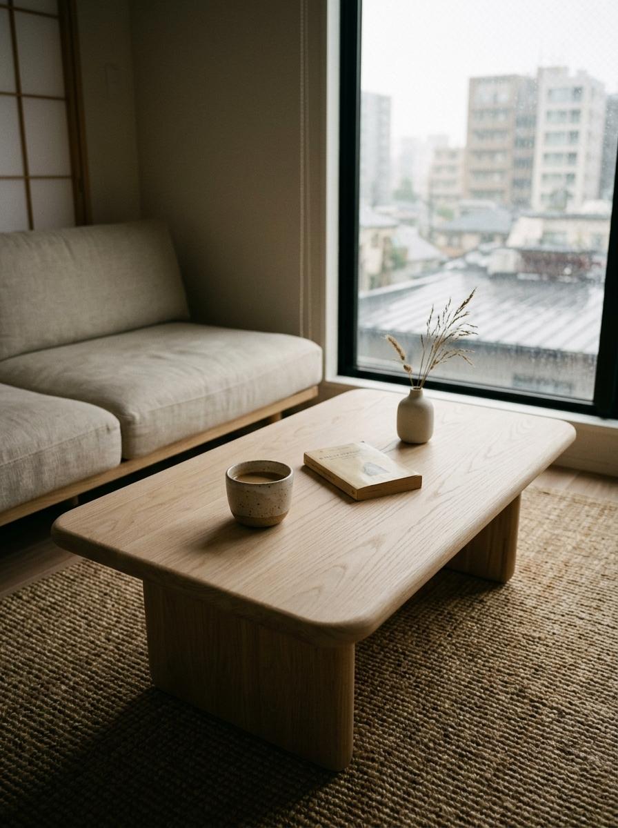 Explore The Minimalist Japandi Coffee Table In This Home