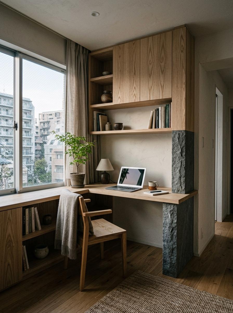 Explore This Renovation With A Central Cozy Japandi Office