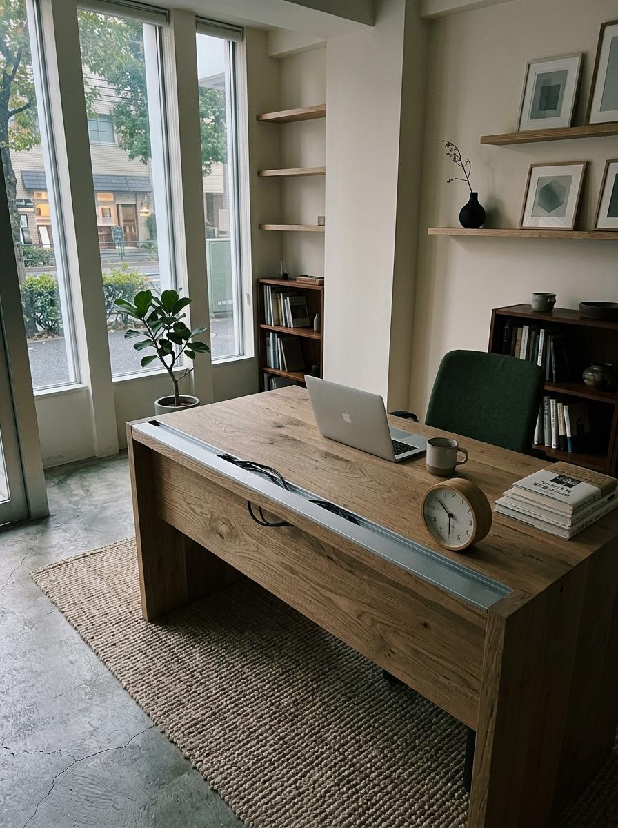 Explore This Warm Contemporary Modern Japandi Office Setup