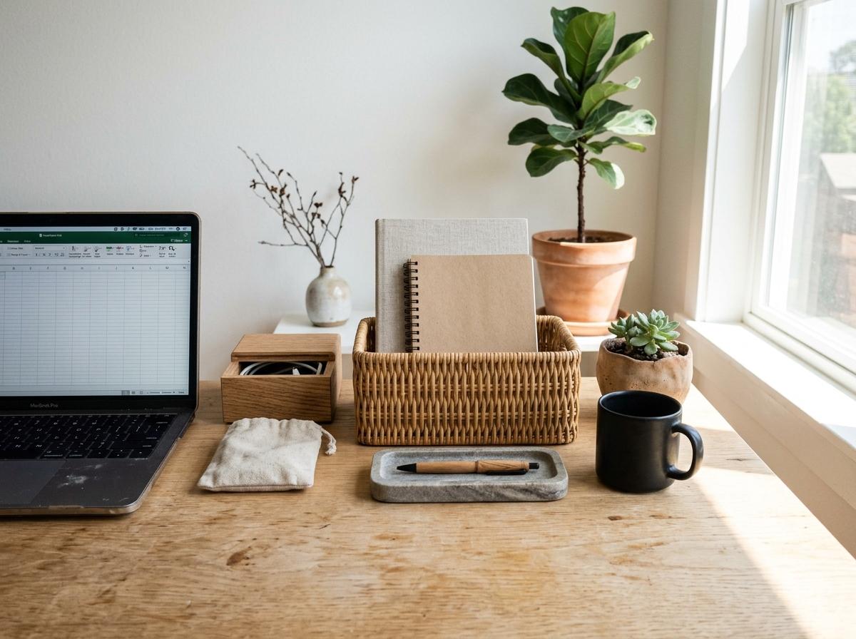 Exploring Natural Textures In Japandi Office Organization