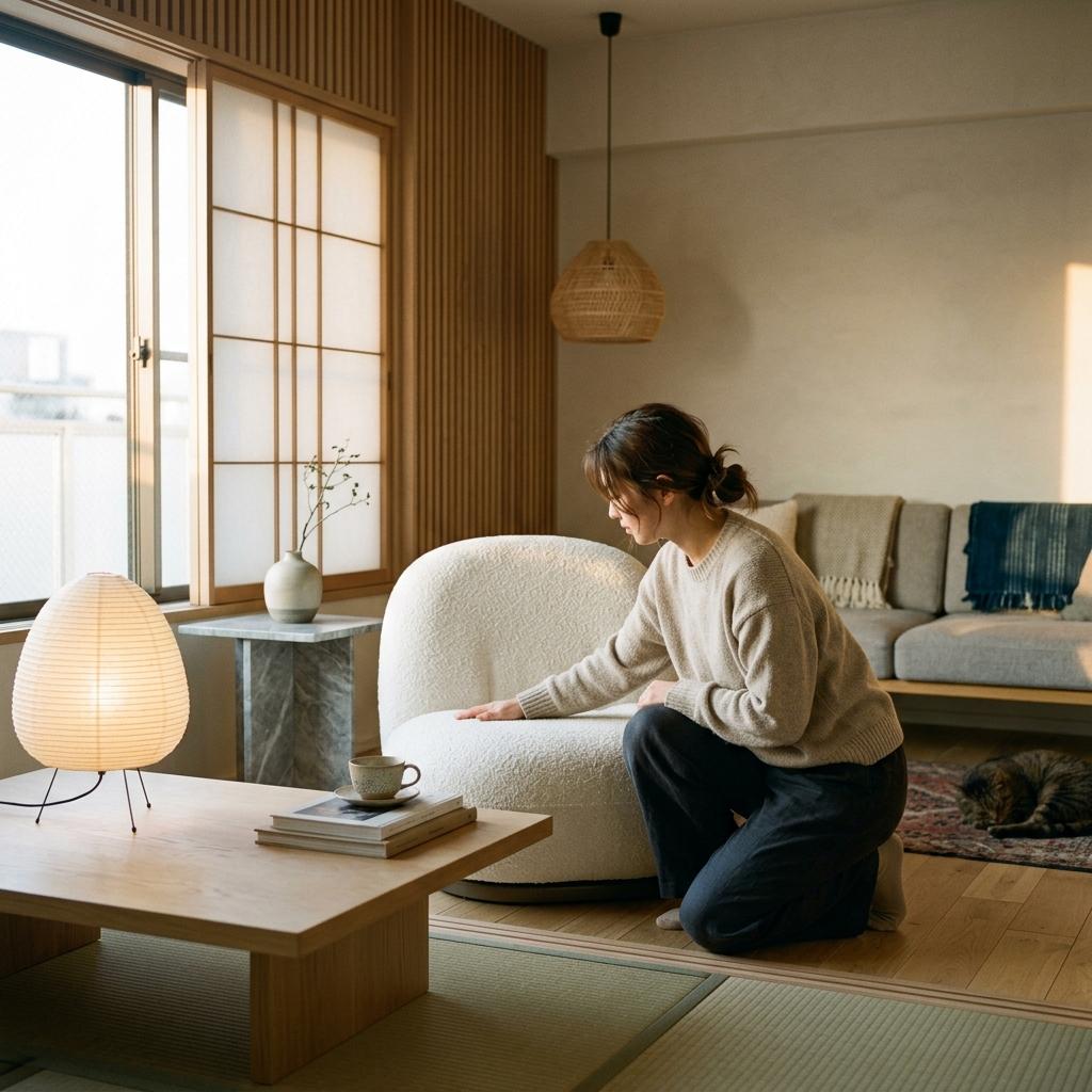Exploring The Soft Palette Of A Warm Japandi Living Room