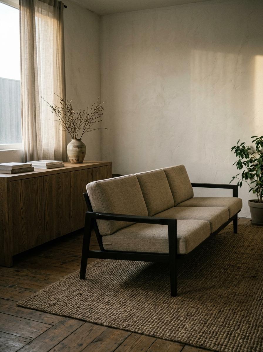 Find Balance With Earthy Tones In Japandi Living Room Furniture