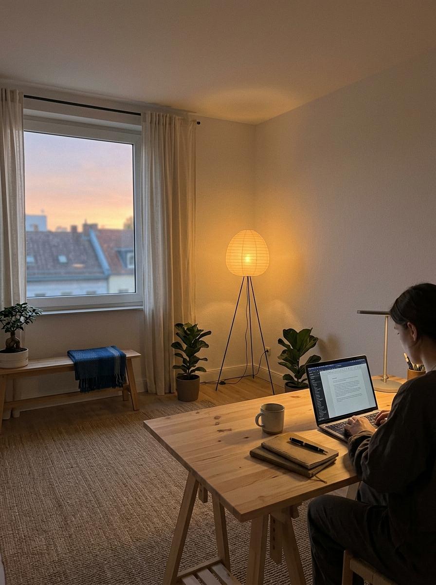 Find Focus In A Suite With Japandi Office Lighting