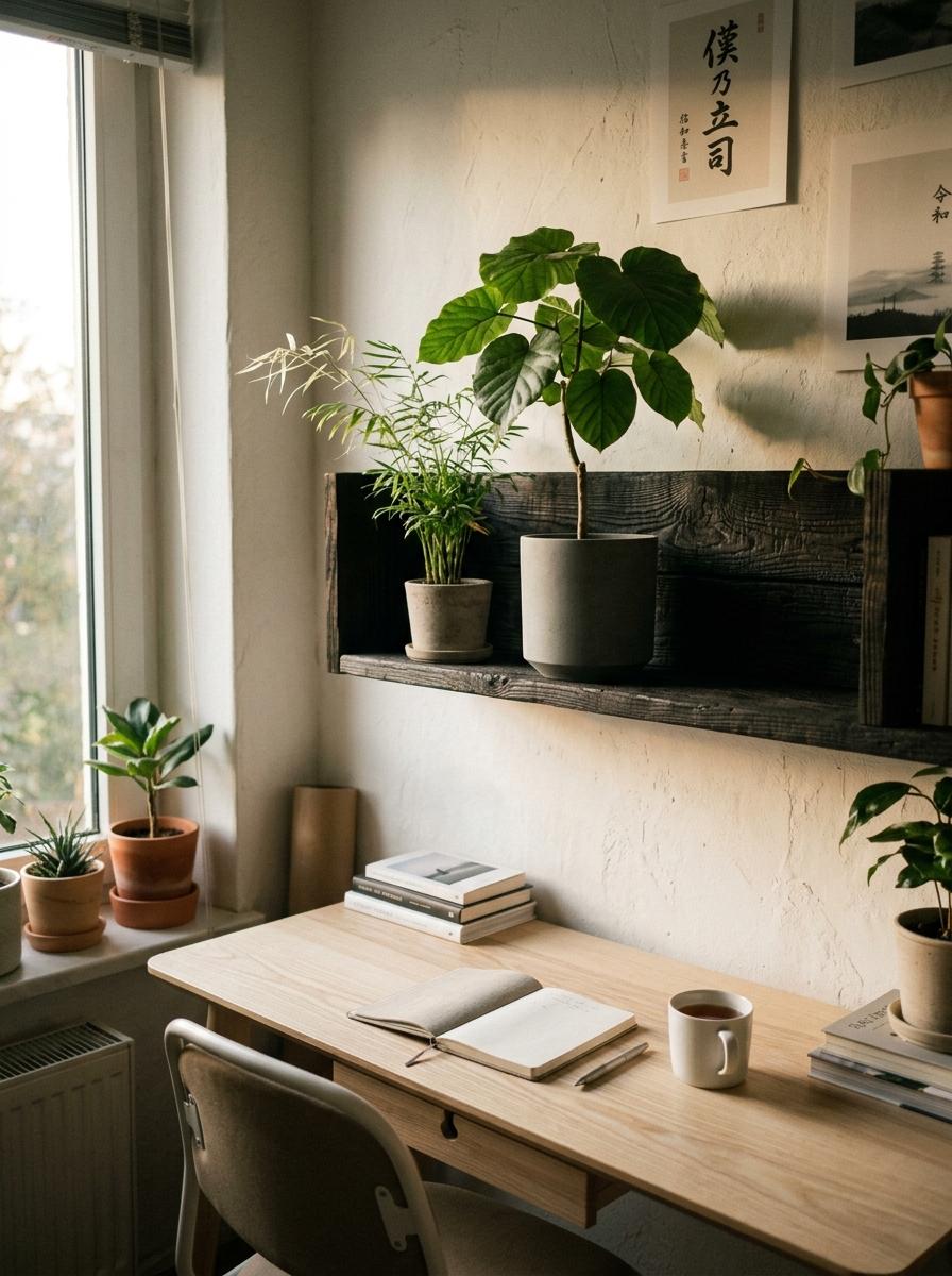 Find Inspiration In A Studio Styled With Japandi Office Plants