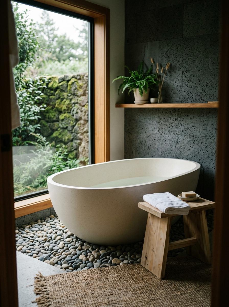 Find Stillness In A Nature Inspired Japandi Bathroom
