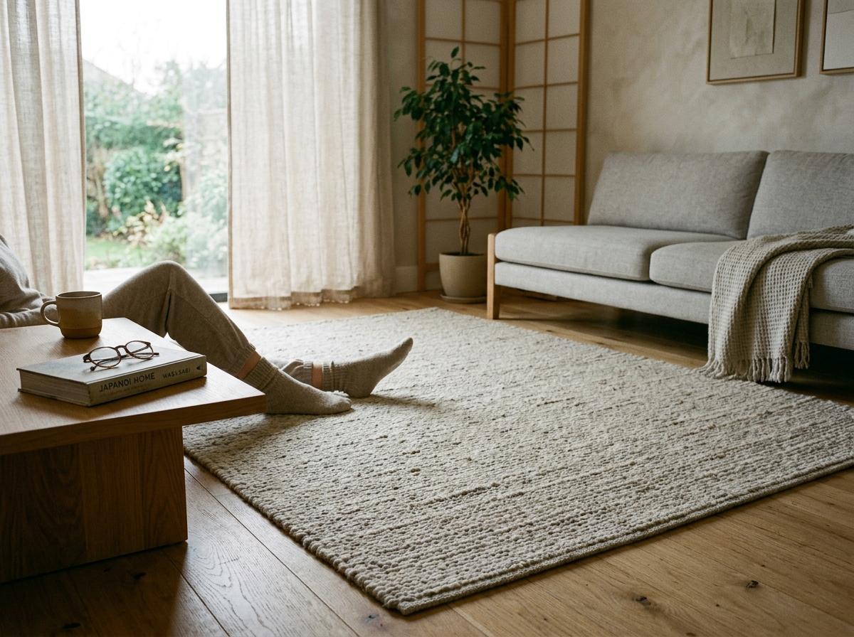 Finding Balance With A Neutral Japandi Living Room Rug