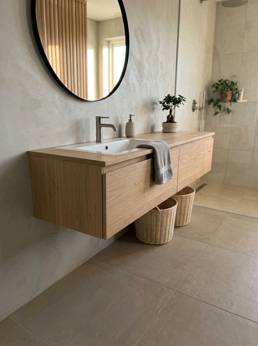 Floating Vanities For A Zen Japandi Bathroom Look