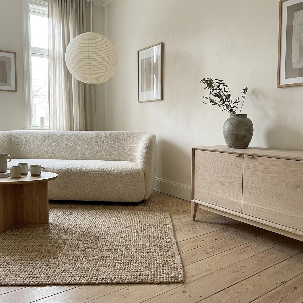 Focus On Natural Textures Within A Minimalist Japandi Living Room