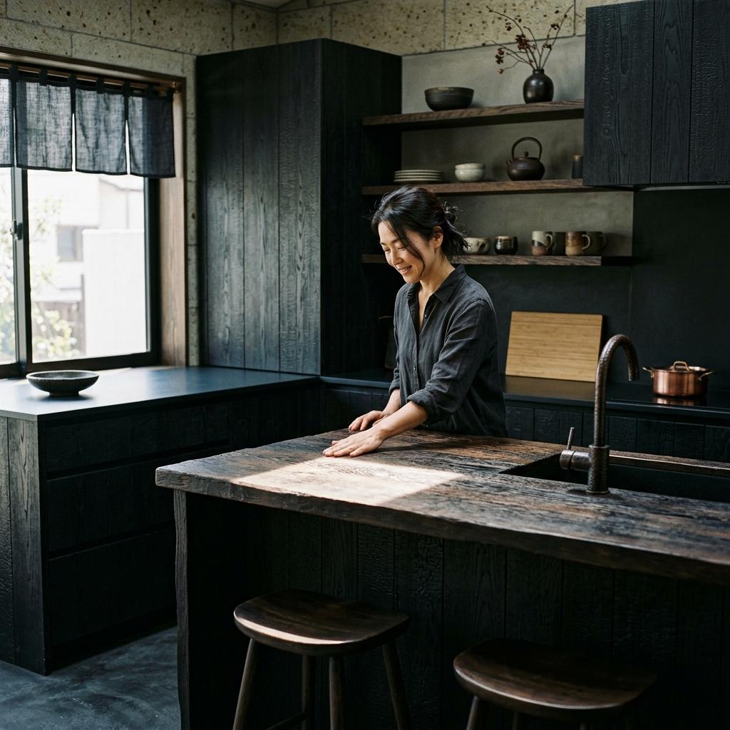 Functional Art: How To Style A Dark Japandi Kitchen