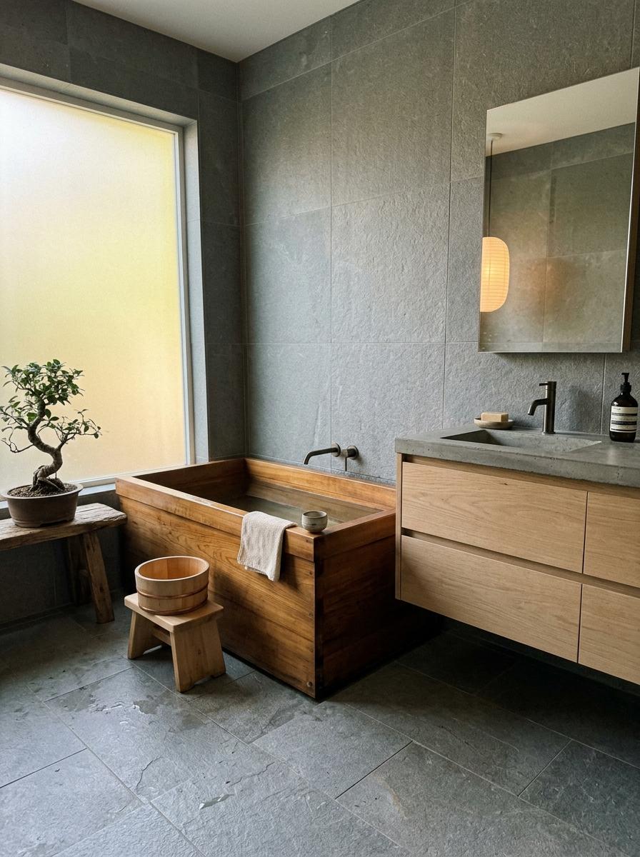 Functional Beauty In A Zen Japandi Bathroom