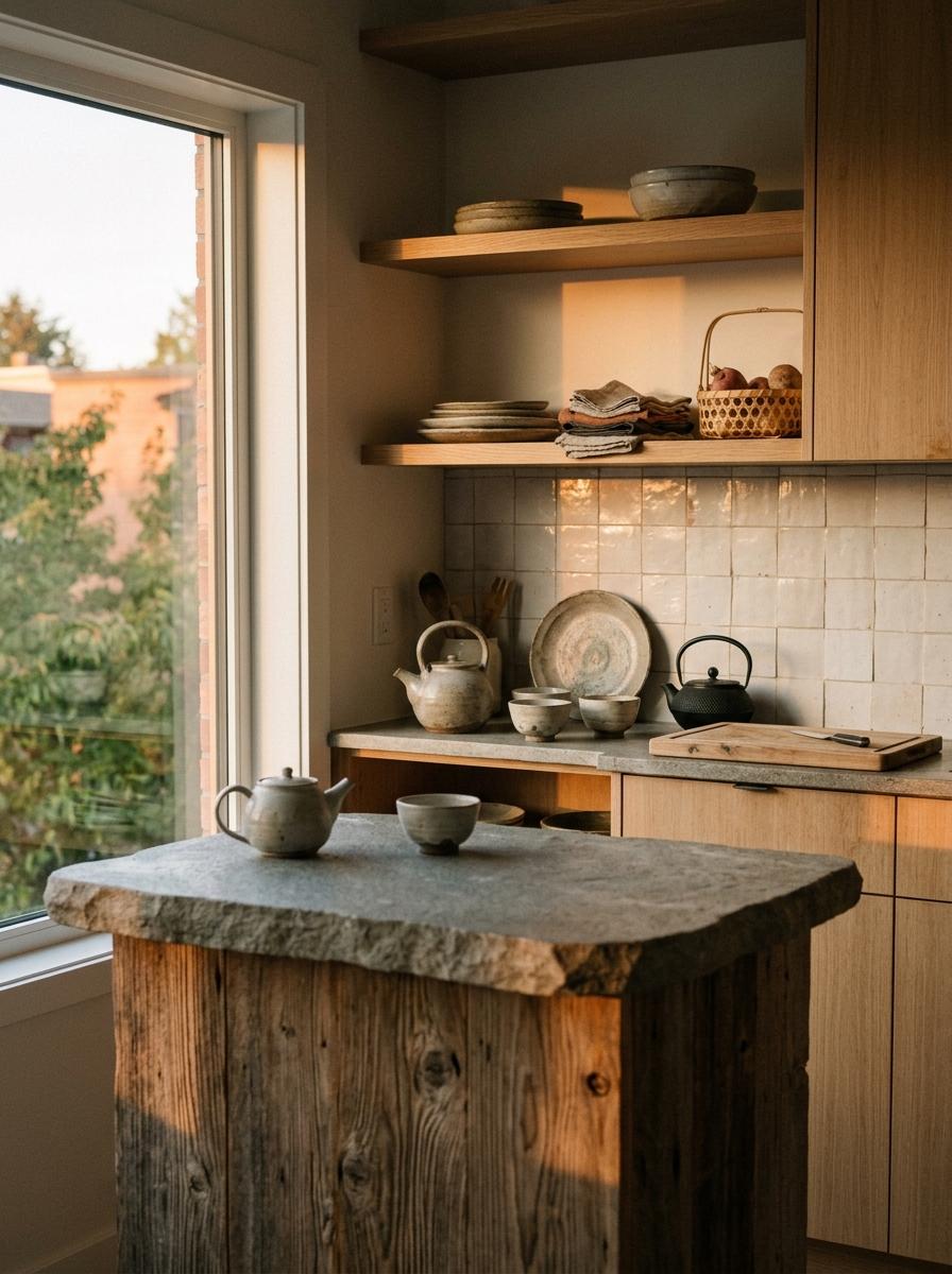 Functional Beauty Meets The Rustic Japandi Kitchen Trend