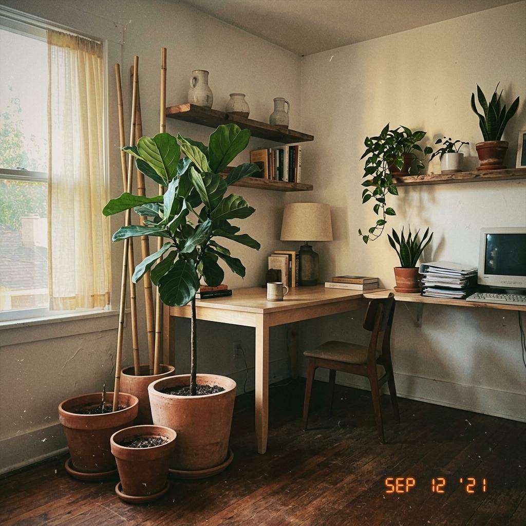 Functional Decor Ideas Using Green Japandi Office Plants